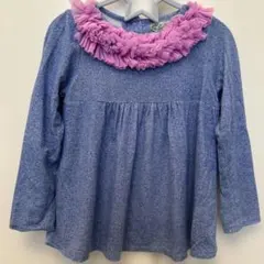 フェフェ fafaフリル付き青色長袖カットソー 110