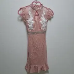 新品☆dazzystore ピンクレース リボン キャバドレス Lサイズ