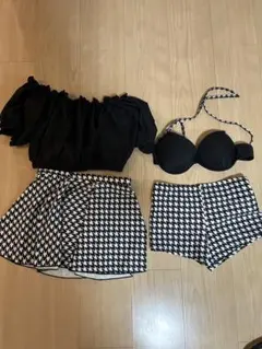 ブラック セパレート水着 チェック柄