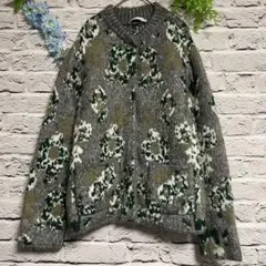【超美品】ZARA 花柄 ニット カーディガン グリーン グレー 厚手