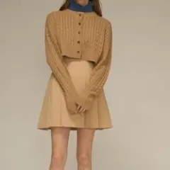【SNIDEL】スカショーパン　台形プリーツスカート　ベージュ　Sのサムネイル