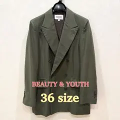 【BEAUTY & YOUTH】ダブルジャケット《36》カーキ モスグリーン