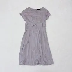 ♡アンタイトル♡ 半袖膝丈ワンピース　スクエアネック　フレア　昭和レトロ　M