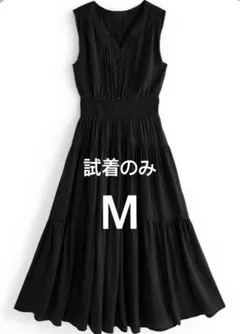 シャーリングティアードワンピース ブラック　M k9113aのサムネイル