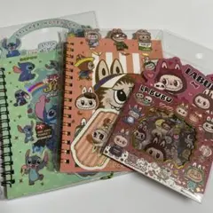【即日発送】ラブブ スティッチ シール付きノート２冊 5枚入りシール1個