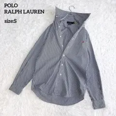 美品✨ポロラルフローレン ボタンダウンシャツ 現行 ネイビーストライプ S