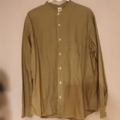 TAKEO KIKUCHI カーキ バンドカラー長袖シャツ