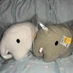 【ブルーナアニマル】特大サイズぬいぐるみ ゾウ もこもこver.　2種セット