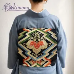 《4B84》お得品 袋帯 単品 六通 ゴールド 黒 412cm 訪問着・付下げに