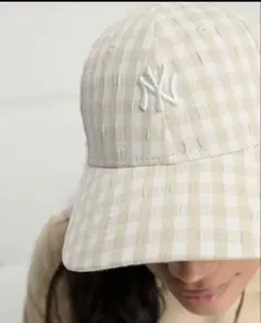 イギリス購入ニューエラ正規品ヤンキースNYロゴ ギンガムチェックキャップ