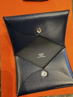 HERMES 名刺入れ Calvi カルヴィ ボックスカーフ ブルーアビスのサムネイル