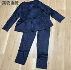 セットアップ セレモニー パンツ スーツ 紺 L フォーマル ペプラム 卒業式