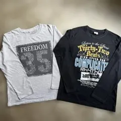 160 ロンT キッズ　男の子　長袖　カットソー　セット グレー 黒　トップス