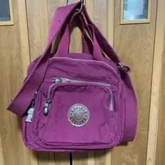 パープルナイロンショルダーバッグ