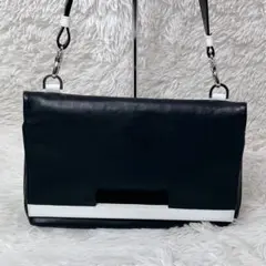 銀座かねまつ 2WAY ショルダーバッグ ハンドバッグ 本革 黒 白 バイカラーのサムネイル