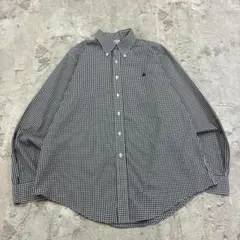 N*6様 Brooks Brothers　刺繍 シャツ L 黒白 ギンガムチェッ