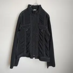 カジュアル黒ジャケット ステッチ 希少ナイロン素材 軽やか