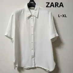 ZARA 半袖シャツ ホワイト L(30)サイズのサムネイル