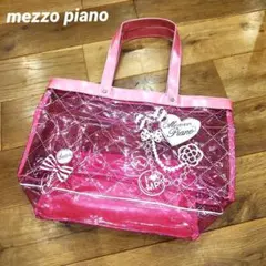メゾピアノ　ビニールバッグ　プールバッグ　ピンク　ラメ　キラキラ　リボン　ハートのサムネイル