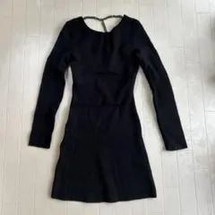 ZARA ブラック ミニワンピース 長袖 Uネック チェーン セクシー キャバ
