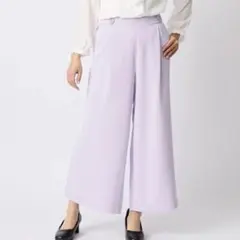 イオン ワイドパンツ ガウチョパンツ きれいめ ラベンダー