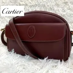 E20.Cartier【マストライン◆2wayショルダーバッグ】レザー ボルドー