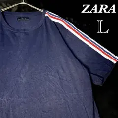 ZARA ザラ ネイビー系 トリコロール Lサイズ相当 大人コーデ 美品のサムネイル