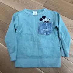 デニム&ダンガリー　グリーン　ポケット　ミッキー　トレーナー　レアカラー