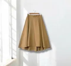 ディスコート フレアスカート キャメル 前後差 ウエストゴム M 上品のサムネイル