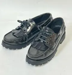 ZARA MAN 43 27.5cm 厚底 本革フリンジ デッキシューズ