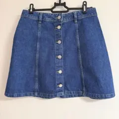 デニム Aライン ミニスカート フロントボタン