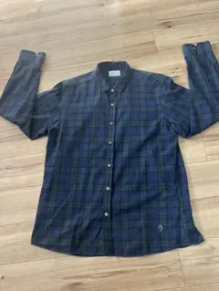 gardens of paradiseグリーンとネイビーのチェック柄長袖シャツ