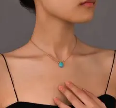 ターコイズ ドロップ ネックレス ゴールド シンプル 華奢