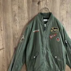 廃盤品　H&M ジャケット　ブルゾン　フルジップ　ワッペン　カーキ　L30