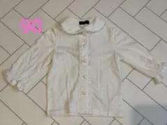 バースデイ ハート型ボタン ブラウス シャツ ホワイト 90cm