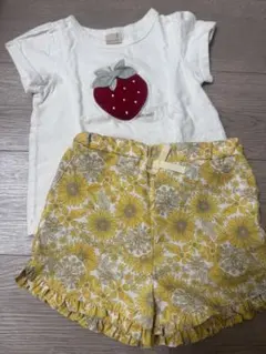 petit main プティマイン いちごTシャツ＆花柄ショートパンツ
