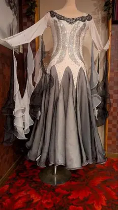 社交ダンスドレス 白黒グラデーション