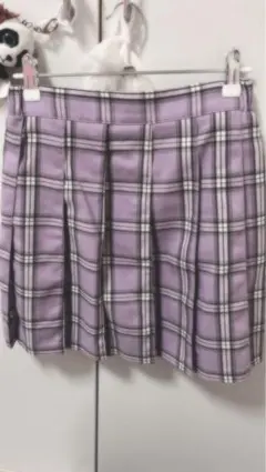 パープル チェック柄 プリーツスカート WEGO