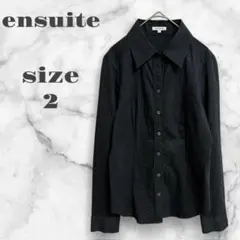 美品　エンスィート　レギュラーカラーシャツ　長袖　ストライプ　黒　2