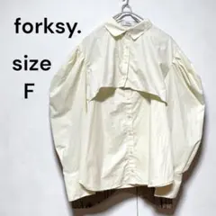 forksy.ナイロンボリューム袖ボレロ×フロントボタンキャミ セットアップ Fのサムネイル