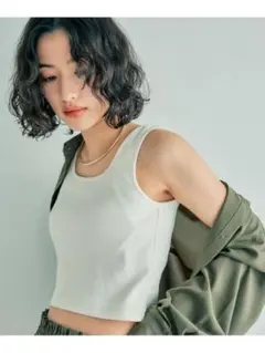 LEPSIM カップ付きクロップドタンクトップ【オフホワイト・M】