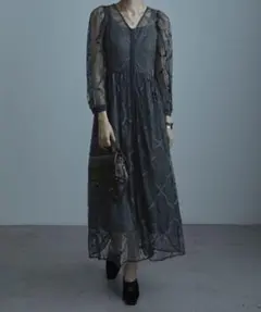 etoll. レイヤードレースドレス 結婚式　ダークカーキ　マタニティ