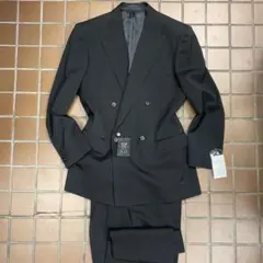 【新品】メンズダブルスーツ　礼服　喪服　XL AB7 漆黒　アジャスター　厚手