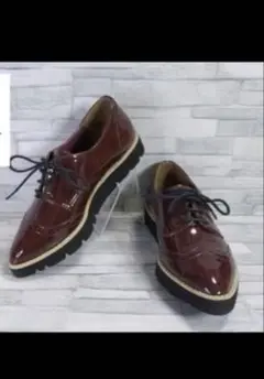 ダイアナ DIANA レースアップ シューズ ワイン エナメル 21.5
