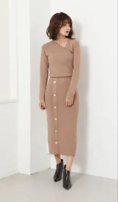 新品 rienda ニット ワンピース アシンメトリー