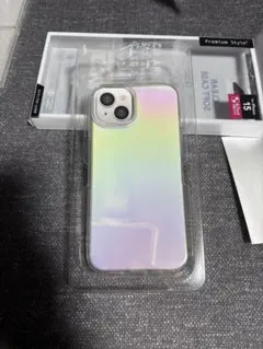 iPhone 15用クリアソフトケース（虹色）