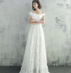 サ*サ様 前撮りドレス　ウエディングドレス オフショルダー　スレンダーライン