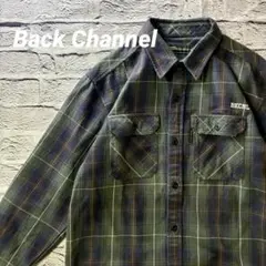 【美品】Back Channel チェックネルシャツ ロゴ刺繍 グリーンのサムネイル
