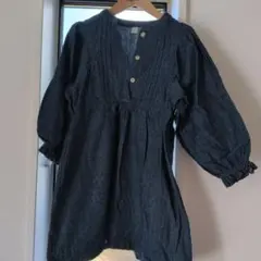 ダークデニム 長袖ワンピース ボタン付き