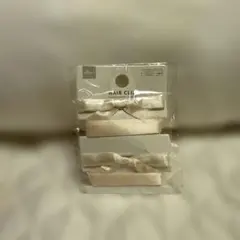 リボン付きヘアクリップ 3個セット アイボリー